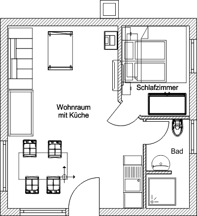 Der Grundriss vom Bungalow uimv.de